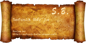 Sefcsik Béla névjegykártya
